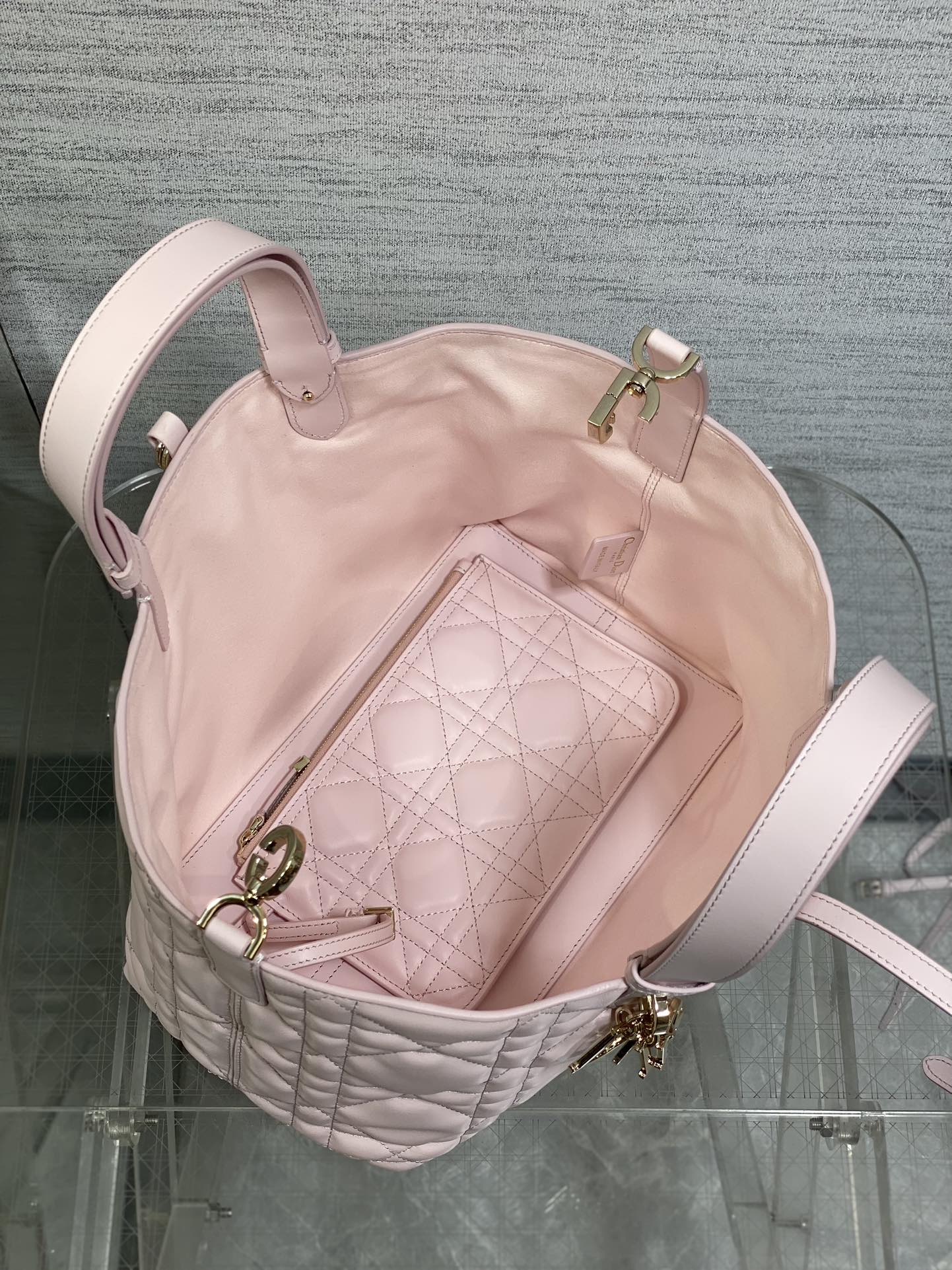 Medium Dior Toujours Bag Pale Pink Macrocannage Calfskin